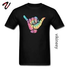 Tie Dye Shaka Juventude T-Shirt Hip Hop Rock Roll Mãos Impresso Camisa de T Para Homens de Algodão Puro O-pescoço Partido Manga Curta Tee-Shirts 2024 - compre barato