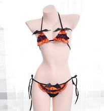 Bonito sexy lingerie diabo cosplay trajes exóticos japonês lolita kawaii calcinha sutiã lingeri conjunto roupa interior feminino dia das bruxas biquíni 2024 - compre barato