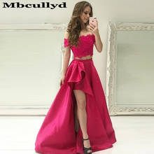 Mbcullyd Fuchsia Two Piece Prom Dresses Long 2020 A Line Applique Lace Evening Dress For Women Pearls Vestido De Festa 2024 - buy cheap