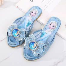 Zapatillas de princesa elsa de Disney para niñas, zapatillas de frozen antideslizantes para interiores y exteriores, de verano 2024 - compra barato
