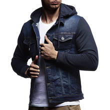 Jean jacket Men autumn fashion knitting Hooded denim jacket men Casual Slim streetwear men's jackets coats 2024 - buy cheap