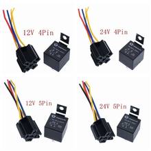 Waterproof Automotive Relay 12V 24V 4pin 5pin 4P 5P 40A Car Relay With Black Red Copper Terminal Auto Relay With Relay Socket 2024 - buy cheap