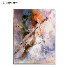 Pintura al óleo sobre lienzo de alta calidad para mujer, lienzo decorativo de impresión de violonchelo, pintado a mano, Envío Gratis 2024 - compra barato