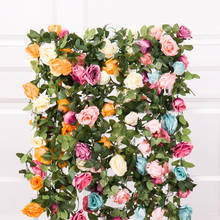 Guirnalda de flores artificiales para decoración del hogar, guirnalda de arco de boda de hiedra de ratán, romántica, para colgar en la pared, jardín, 215cm 2024 - compra barato