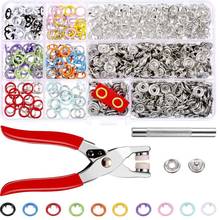 9.5mm 200pcs Sets 10 Colors Metal Sewing Buttons Prong Ring Press Studs Snap Fasteners+Clip Pliers,Fasteners for Clothing 2024 - buy cheap