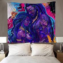 Hippie arte africana americana mulheres amantes casal tapeçaria de pendurar de parede para quarto sala de estar dormitório 2024 - compre barato
