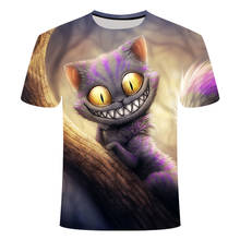 Camiseta feminina manga curta gato, t-shirt azul noite harajuku 3d plus size animal envio direto 6xl 2024 - compre barato