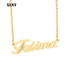 XLNT Fatima Rhinestone Name Necklace Custom Letters Name Pendant Gold Silver   Necklaces Jewelry Gift Drop Shipping 2024 - buy cheap