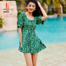 Sanqi maiô feminino siamês, roupa de banho com tampa conservadora, barriga emagrecedora, saia floral de uma peça, primavera quente, traje de banho 2024 - compre barato