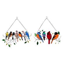 2PCS Birds Stained Glass Window Hangings, Birds on Wire, Stained Glass Birds Window Hangings Large Panel, Suncatcher 2024 - buy cheap