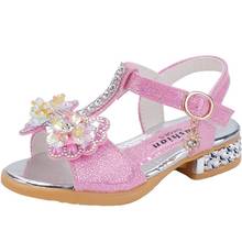 2021 Princess Summer Children's Sandals Kid Girls Cute Beach Sandals Bowknot Slippers Glitter Sequins Shoes Flower Squre Heels 2024 - buy cheap