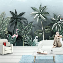 Milofi-papel tapiz 3D personalizado, mural pintado a mano, tropical, Bosque de lluvia, flamenco, Fondo de pared, pintura para decoración de sala de estar y dormitorio 2024 - compra barato