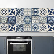 Adesivos de azulejo padrão retrô estilo europeu, pvc, cozinha, pia, à prova d'água, adesivos de parede, decoração da casa, auto-adesivo 2024 - compre barato