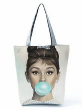 Audrey Hepburn-Bolso de mano con estampado de burbujas para mujer, bandolera clásica de gran capacidad, ecológico, reutilizable, con patrón personalizado 2024 - compra barato