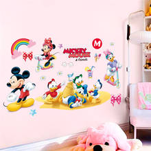 cartoon mickey minnie duck wall stickers for kids rooms nursery home decor disney wall decals pvc mural art diy posters 2024 - buy cheap