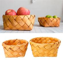 Cesta de pão redonda feita à mão para piquenique, cesta de madeira para armazenamento de pão 17x cm 2024 - compre barato