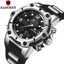 Kademan-relógio de pulso masculino, modelo militar esportivo, de quartzo, pulseira de borracha, mapa mundi, visor digital de led 2024 - compre barato