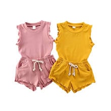 Newborn Baby Kids Girls Summer Clothes Set 2pcs Sleveless T-shirt Tops +Short Pants Outfits Set Clothes 0-3Years 2024 - buy cheap