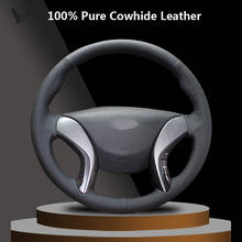 Black Genuine Leather Steering Wheel Cover for Hyundai Elantra 2011 2012 2013 2014 Avante I30 2024 - buy cheap