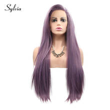 Sylvia Purple Synthetic Lace Front Wigs Long Silky Straight Side Part Heat Resistant Fiber Hair For Women 2024 - buy cheap