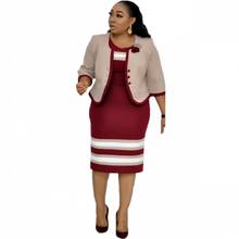 5XL 6XL Plus Size African Dress For Women 2 Piece Set Jacket Tops And Dress 2021 New Arrival Elegant Design Office Lady Suit 2024 - buy cheap