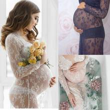 V-neck dress lace maternity dress women's long dress fancy photo shoot maternity dress photography props maternity dress 2024 - buy cheap