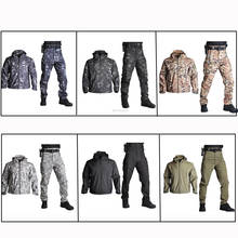 Conjunto de chaquetas tácticas para hombre, chaqueta y pantalones de senderismo de concha suave, ropa de caza de camuflaje impermeable del ejército, chaqueta militar de piel de tiburón 2024 - compra barato