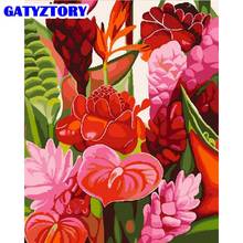 GATYZTORY-cuadro pintado a mano por números, imagen al óleo de flores coloridas, 40x50cm, arte de pared para sala de estar del hogar 2024 - compra barato