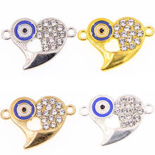 Очаровательный браслет в форме сердца с голубым сглаза lucky eye, ювелирный аксессуар, коннектор разных стилей, кулон ручной работы 2024 - купить недорого