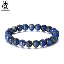 ORSA JEWELS-pulsera de cuentas para hombre y mujer, brazalete elástico de 8mm con cuentas de piedras preciosas naturales, lapislázuli, muñeca, joyería rica, GMB21 2024 - compra barato