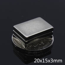 5Pcs 20 x 15 x 3 mm N35 Super Strong Powerful Block Permanent Magnets Cuboid Rare Earth Neodymium Magnet For Craft Gallium Metal 2024 - buy cheap