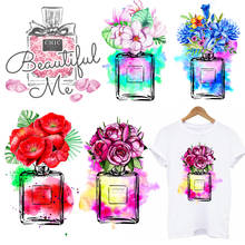 Parches de Perfume con flores para planchar en la ropa, pegatinas térmicas de transferencia de calor en camisetas y rayas, DIY 2024 - compra barato