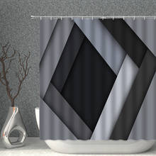 Moderno preto e branco cortina de chuveiro poliéster tecido à prova dwaterproof água cortinas do banheiro padrão impressão geométrica decoração para casa 2024 - compre barato