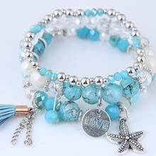DIEZI Bohemian Ocean Style Crystal Bead Starfish Charm Bracelets for Women Multilayer Chain Tassel Bracelet pulseira feminina 2024 - buy cheap