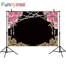 Funnytree photocall backdrop Baby shower birthday flower pearl wedding photography background photocall photo shoot photophone 2024 - buy cheap