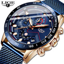 LIGE модные новые мужские часы брендовые Роскошные наручные кварцевые часы синие часы мужские водонепроницаемые спортивные хронограф Relogio Masculino 2024 - купить недорого