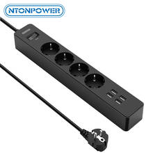 NTONPOWER Network Filter 2500W Smart Power Strip EU Plug Sockets With 3M Extension Cord Surge Protector for Home Office 2024 - buy cheap