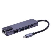 5 in 1 USB Type C Hub Hdmi 4K USB C Hub to Gigabit Ethernet Rj45 Lan Adapter for  Pro Thunderbolt 3 USB-C Charger Port 2024 - buy cheap