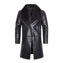 Italy Men Winter Fur Lining Long Style Motorcycle Jacket Business Casual Faux Fur Collar Warm Outwear Coats Pu Leather Jackets 2024 - buy cheap