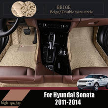 Alfombrillas de cuero de doble capa para coche, alfombras personalizadas para Interior de Hyundai Sonata 2014, 2013, 2012, 2011 2024 - compra barato