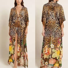 Print Leopard Beach Pareo Kaftan Bikini Cover Up Long Sexy Shirt Tunic Plus Size Robe Plage Sarong Swim Suit Cover Up Beachwear 2024 - buy cheap