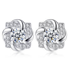 Newest Fresh Twisted Four Clover Stud Earrings Shiny Crystal Square Zircon Geometric Female Wedding Earring Piercing Jewelry 2024 - buy cheap