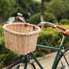 Natural Rattan Bike Basket Bicycle Front Handlebar Basket 36*31*23cm Handwoven Basket Suitable For Adults Kids Bikes 2024 - buy cheap