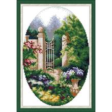 Joy Sunday Garden Corner Cross Stitch Kits Paintings Counted Printed On Canvas 11CT14CT Chinese Cross Stitch DIY Needlework Sets 2024 - buy cheap