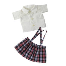 Comfortable white T-shirt plaid suspender skirt outfit for doll dress up accessories suitable for  girls doll 2024 - buy cheap