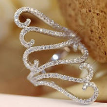 Carofeez moda feminina anel requintado strass branco cristal anel de casamento jóias de noivado declaração presente 2024 - compre barato