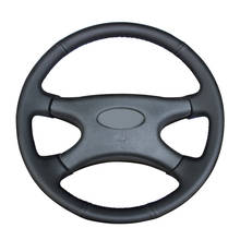 Capa de volante de carro de couro artificial, costura manual, preto de pu, para lada niva 2107 2005-2012 1995 2016-2018 2012 2121 2024 - compre barato