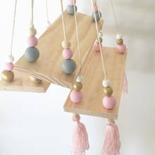 Bedroom  Decoration Wall Hanging Ornaments Tassel Beads Pendant Wooden Board Storage Shelf Rack Photo Props Child Kid Room Home 2024 - buy cheap