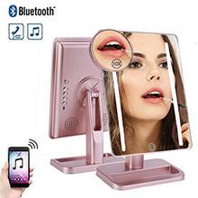 Espejo de maquillaje con 20 luces LED, Altavoz Bluetooth con carga USB, aumento de 10X, espejo giratorio de 180 grados con luz 2024 - compra barato