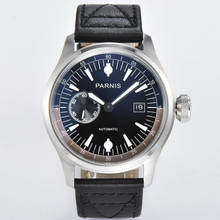 46mm PARNIS black dial date automatic sea-gull 2555 mens watch super luminous 2024 - buy cheap